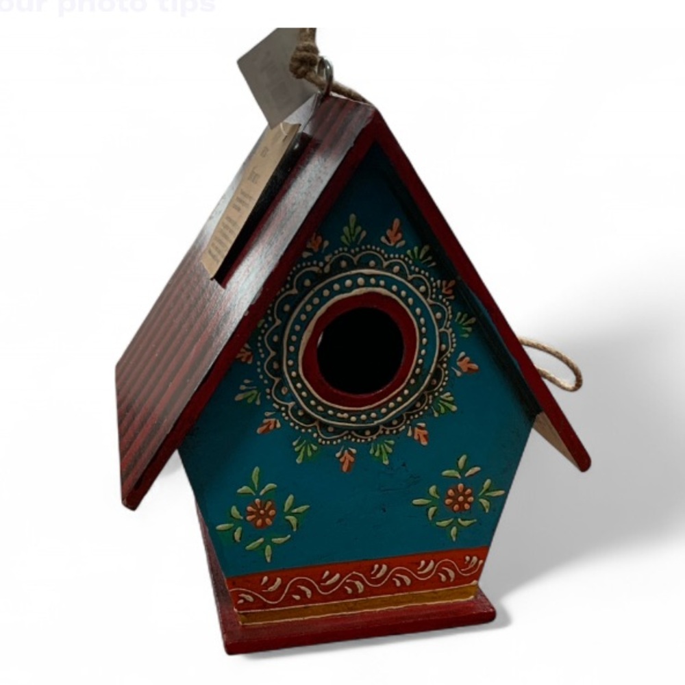 New with Tags Serrv Boho Handpainted Quirky Unique Birdhouse